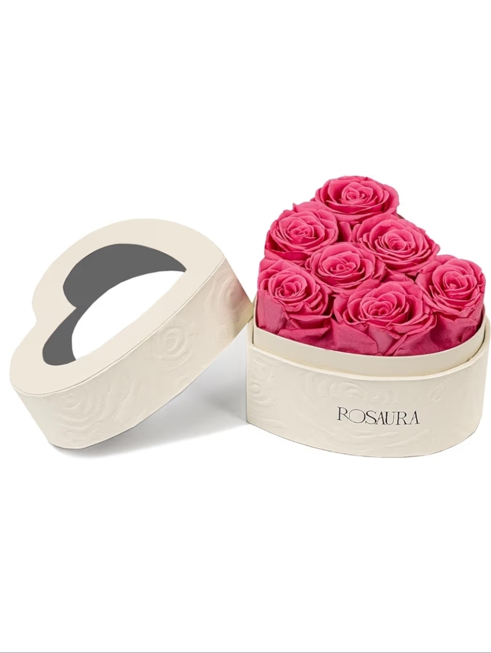 Rosaura Heart-Shaped Preserved Roses Gift Box -Real  Flowers for Her -NEW-